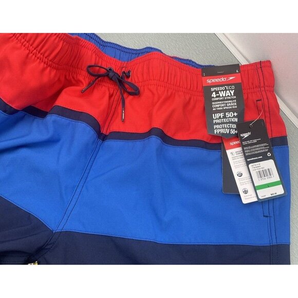 Speedo Men's 4-WAY STRETCH Swim Trunk Mid Length Redondo Stripe 18'' Large - Picture 12 of 16